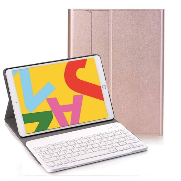 iPad Wireless Keyboard Case 10.2" 7th/8th GEN Detatchable Magnetic Rose Gold - Picture 1 of 13